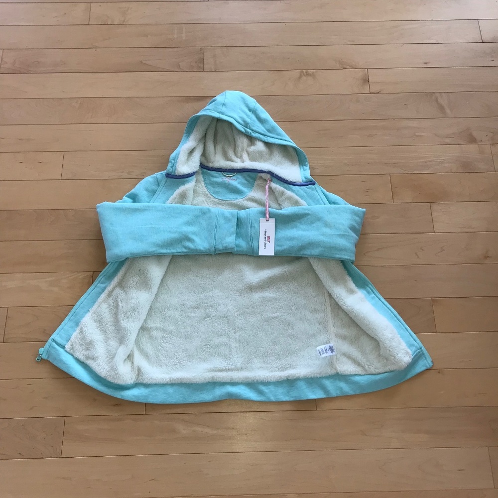 Girls Zip-Up Stillwater Lined Vineyard Vines Hoodie With Pockets and Tags